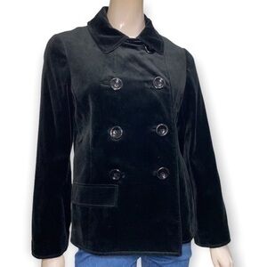 Tibi Women’s Size S Black Velvet Big Button Front Pea Coat Jacket